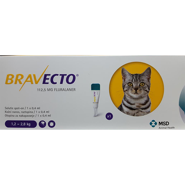 Bravecto 112.5 mg solutie spot-on pentru pisici mici (1.2-2.8 kg)
