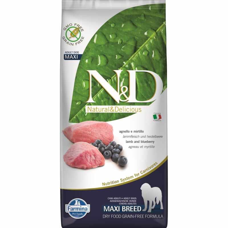 N&D Dog Grain free Lamb and Blueberry Adult Maxi, 12 kg
