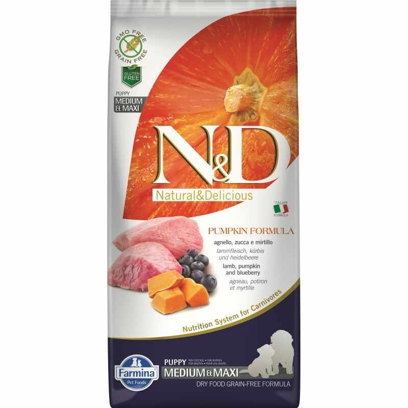 N&D Dog Grain free Lamb and Blueberry Puppy Medium and Maxi, 12 kg