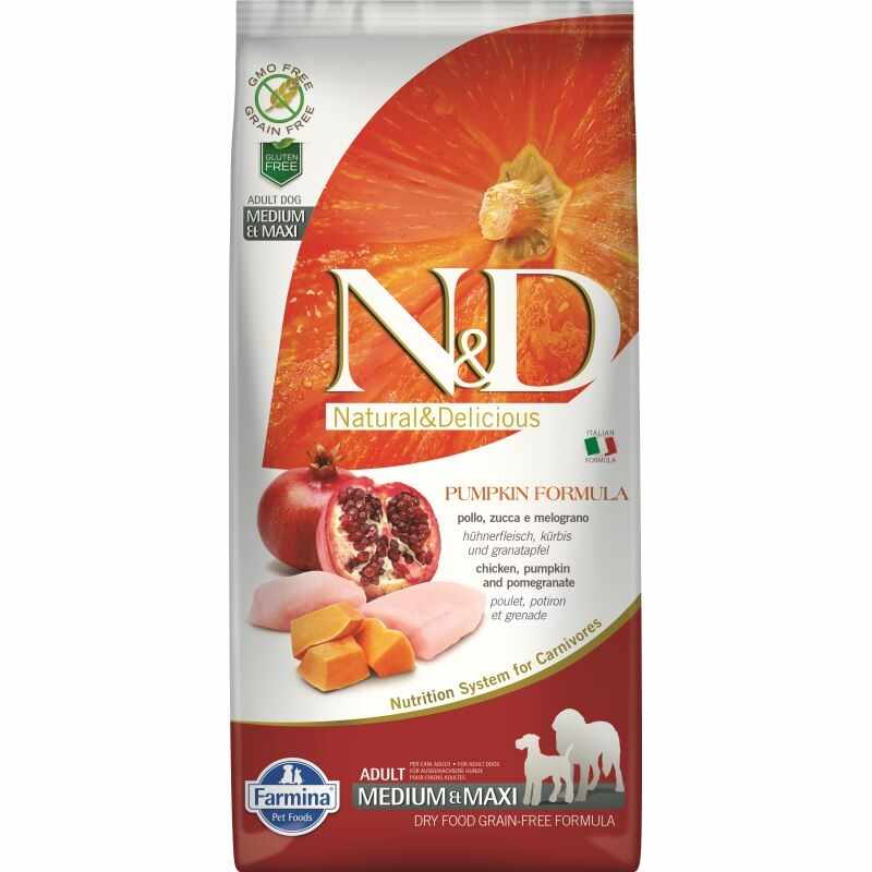 N&D Dog Grain free Pumpkin Chicken and Pomegranate Adult Medium Maxi, 12 kg