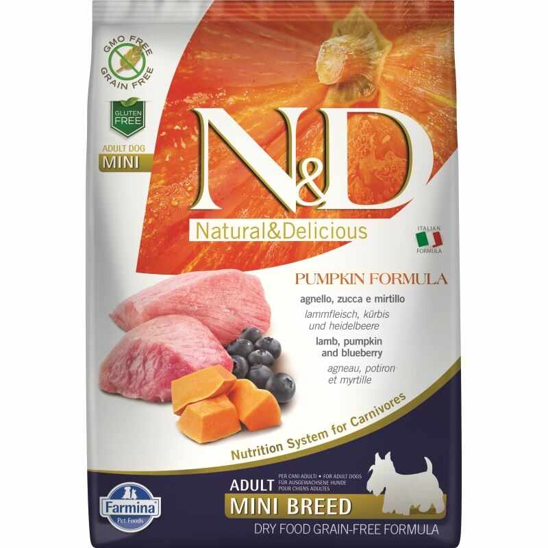 N&D Dog Grain free Pumpkin Lamb and Blueberry Adult Mini, 7 kg