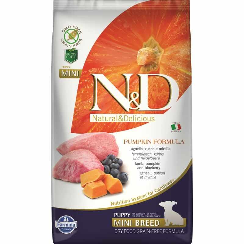 N&D Dog Grain free Pumpkin Lamb and Blueberry Puppy Mini, 2.5 kg