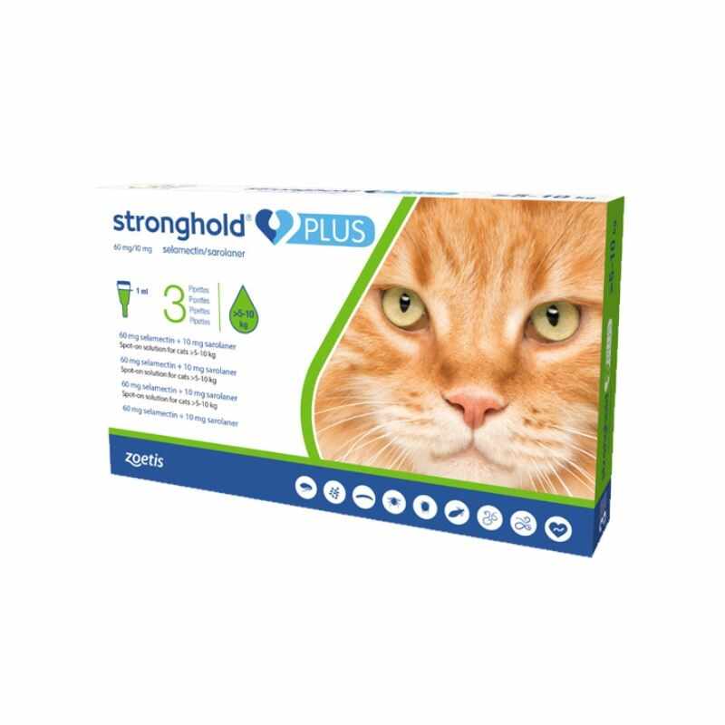 Stronghold Plus Pisica 60 mg, 10 ml (5 - 10 kg), 3 pipete