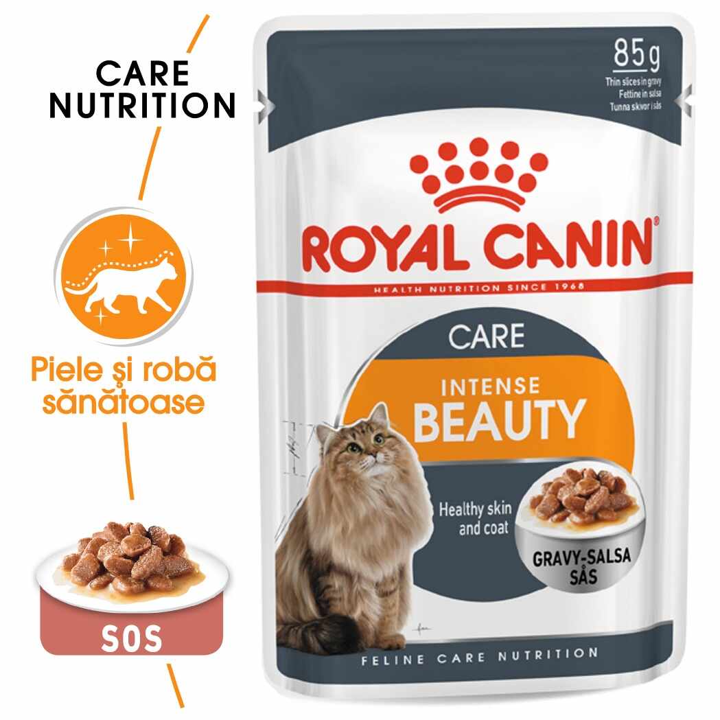 Royal Canin Intense Beauty Care Adult hrana umeda pisica, piele/blana sanatoase (in sos), 85 g