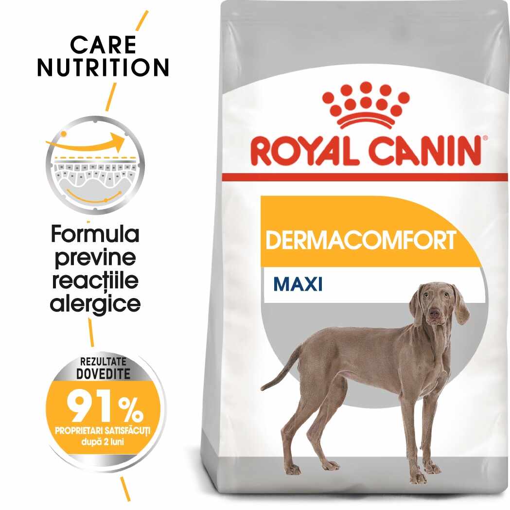 Royal Canin Maxi Dermacomfort hrana uscata caine, prevenirea iritatiilor pielii