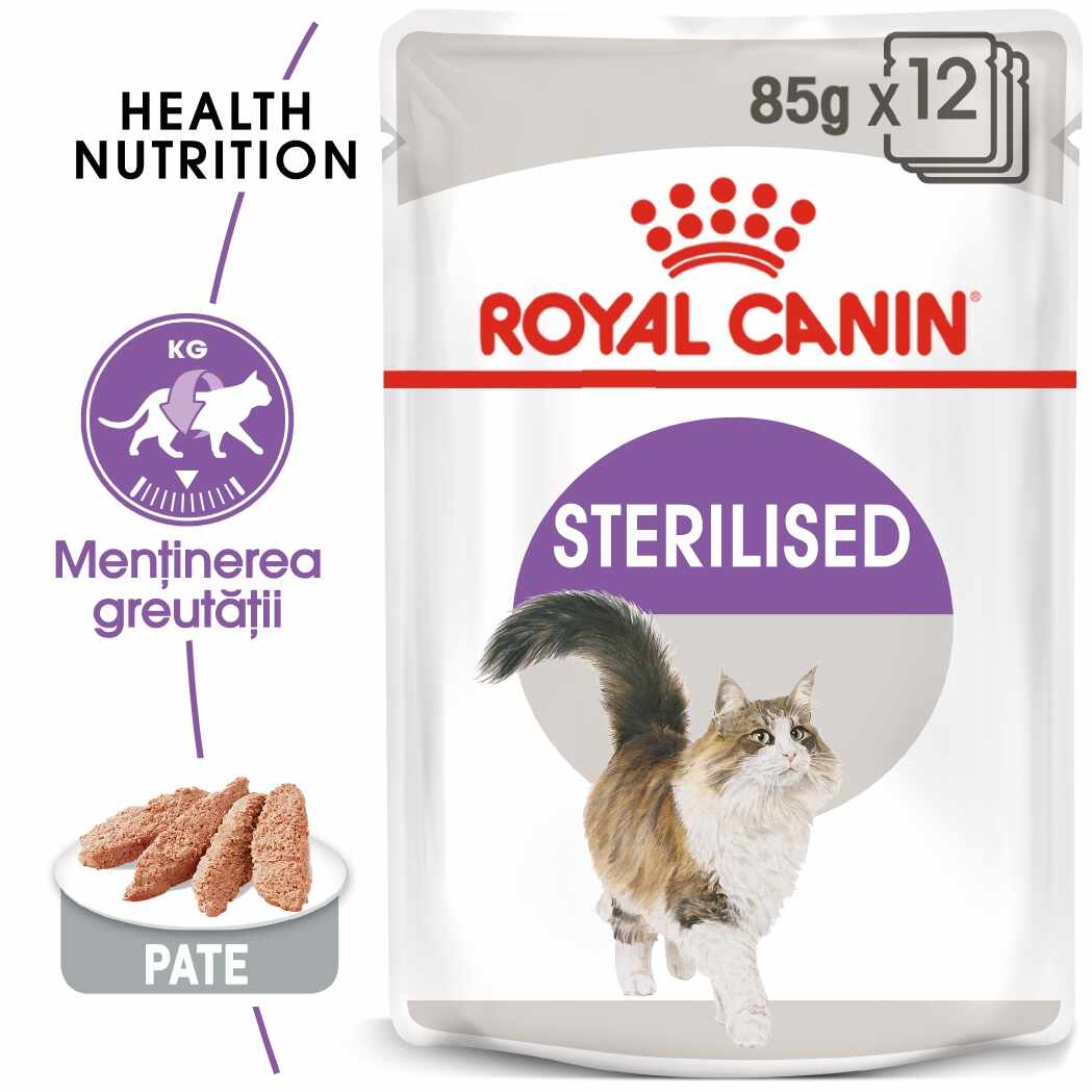 Royal Canin Sterilised Adult hrana umeda pisica sterilizata (pate), 12 x 85 g