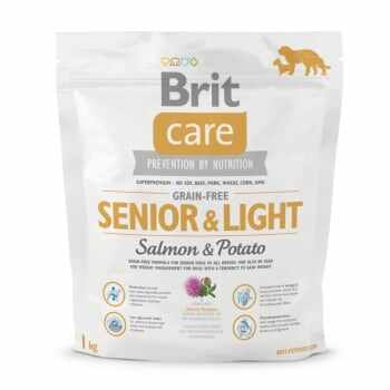 BRIT Care Senior & Light S-XL, Somon cu Cartofi, hrană uscată fără cereale câini senior, 1kg