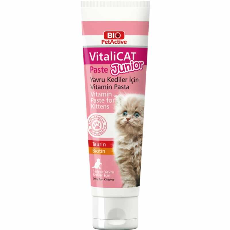 Pasta cu vitamine pentru puii de pisica, Bio PetActive Vitali Cat Junior Paste, 100 ml