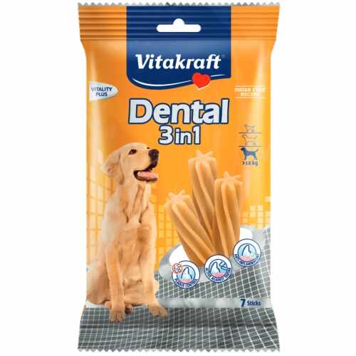 Recompensa pentru caini, Vitakraft Dental Snack 3in1 Medium, 180 g