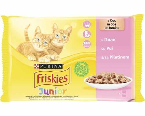 Friskies Junior Cat, Multipack Pui, 4 x 100 g