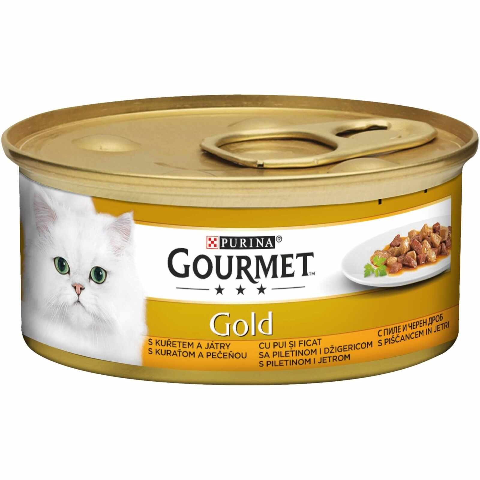 Gourmet Gold Bucatele de Carne in Sos, Pui si Ficat, 85 g