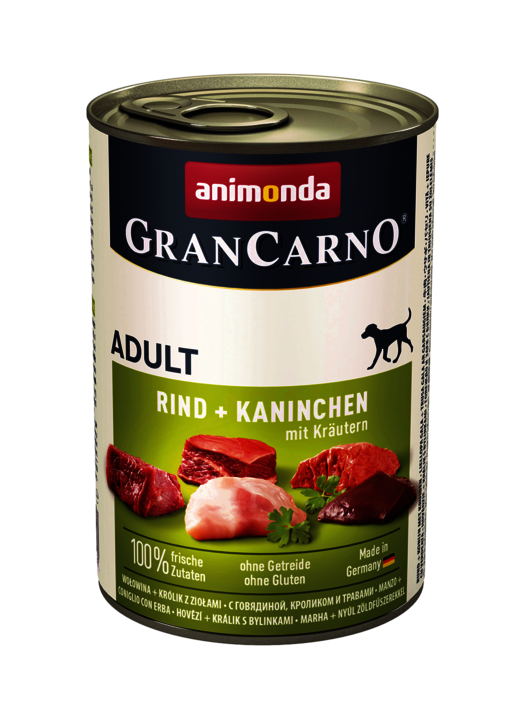 Hrana umeda caini, Grancarno Adult Dog Iepure + Verdeata, 400 g