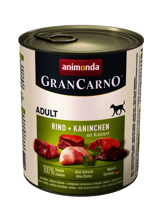 Hrana umeda caini, Grancarno Adult Dog Iepure + Verdeata, 800 g