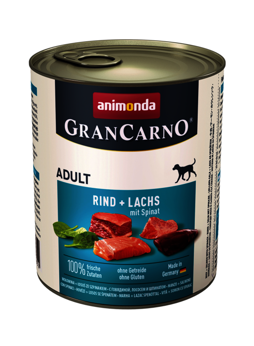 Hrana umeda caini, Grancarno Adult Dog Peste + Spanac, 800 g