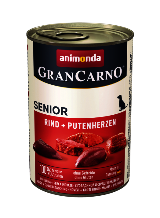 Hrana umeda caini, Grancarno Senior Dog, Vita + Inima Curcan, 400 g