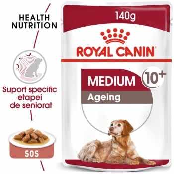 Royal Canin Medium Ageing, plic hrană umedă câini senior, (în sos), 140g