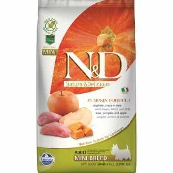N&D Grain Free Adult Mini Mistret, Mar si Dovleac, 2.5 Kg