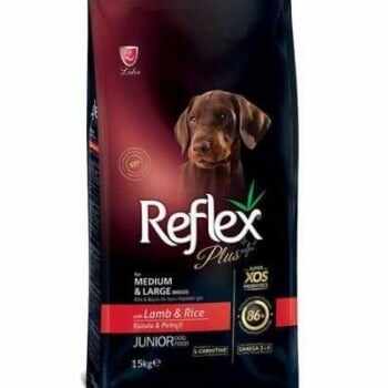 Reflex Plus Dog Junior cu Miel si Orez, 15 kg