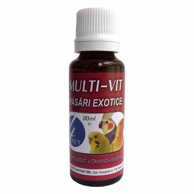 Vitamine pasari exotice, 4Pet Multi-Vit, 30 ml