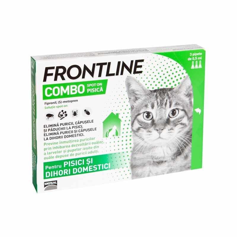 Frontline Combo Pisica - 3 Pipete Antiparazitare