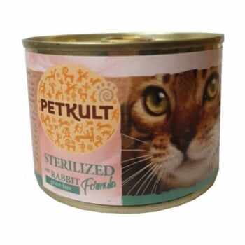 PETKULT Sterilised, Iepure, pachet economic conservă hrană umedă fără cereale pisici, 185g x 6