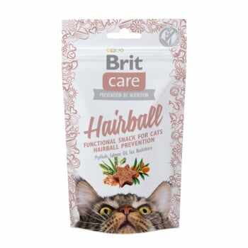 BRIT Care Snack Hairball, Rață, recompense funcționale fără cereale pisici, limitarea ghemurilor de blană, 50g