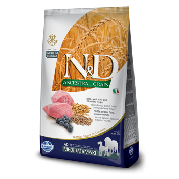N&D Ancestral Grain Dog Adult Med&Maxi cu Miel si Afine, 2.5 kg