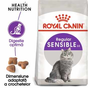 Royal Canin Sensible Adult, pachet economic hrană uscată pisici, digestie optimă, 15kg x 2