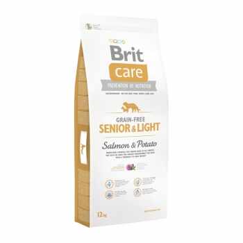 BRIT Care Senior & Light S-XL, Somon cu Cartofi, pachet economic hrană uscată fără cereale câini senior, 12kg x 2