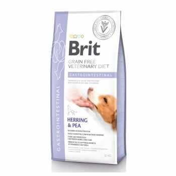 BRIT GF Veterinary Diet Gastrointestinal, Hering cu Mazăre, dietă veterinară câini, pachet economic hrană uscată fără cereale, afecțiuni digestive, 12kg x 2