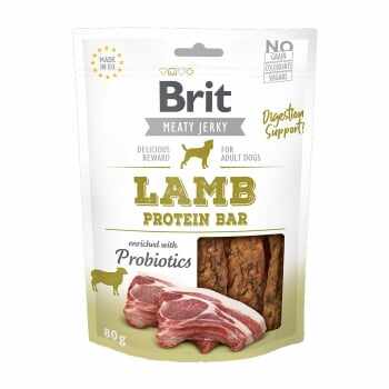 BRIT Jerky Lamb Protein Bar, recompense câini, Batoane proteice Miel, 80g