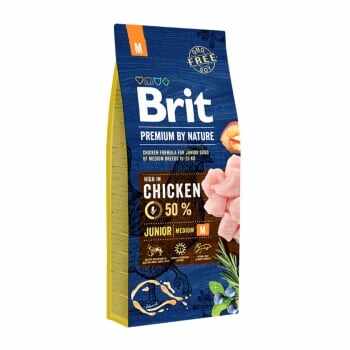 BRIT Premium By Nature Junior Medium Breed, M, Pui, pachet economic hrană uscată câini junior, 15kg x 2