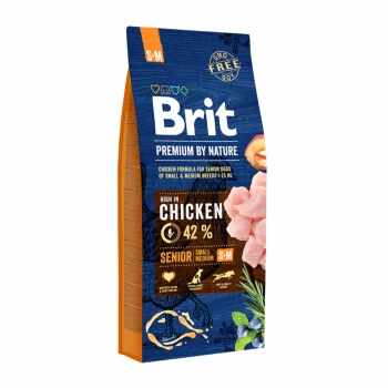 BRIT Premium By Nature Senior Small and Medium Breed, S-M, Pui, pachet economic hrană uscată câini senior, 15kg x 2