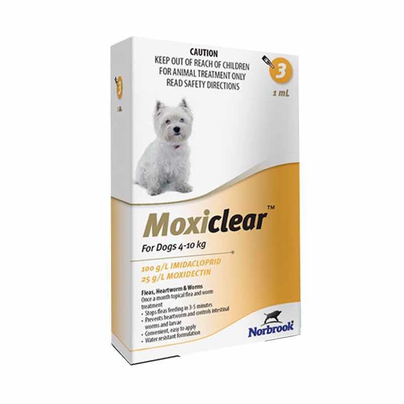 Moxiclear Dog M 1 ml (4-10 KG) x 3 pipete (galben)