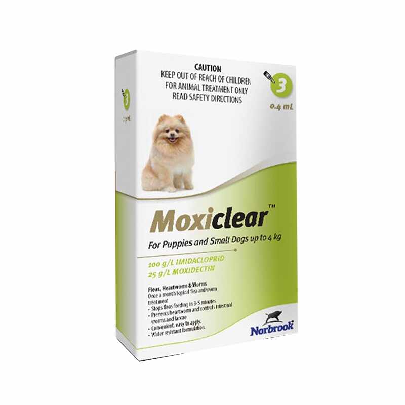 Moxiclear Dog S 0.4 ml (0-4 KG) x 3 pipete (verde)