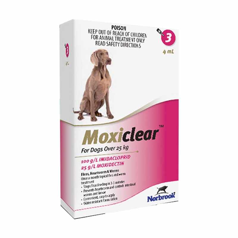 Moxiclear Dog XL 4 ml (25-40 KG) x 3 pipete (rosu)