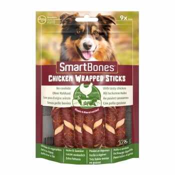 SMARTBONES Classics Chicken Warpped Sticks Mini, recompense câini, Batoane Pui, 9buc