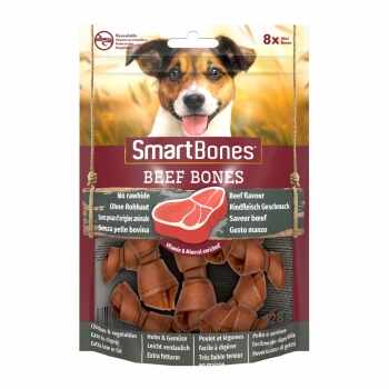 SMARTBONES Flavours Beef Bones Mini, recompense câini, Oase aromate Vita, 8buc