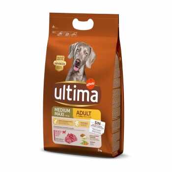 ULTIMA Dog Medium & Maxi Adult, Vită, hrană uscată câini, 3kg