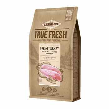 CARNILOVE True Fresh Adult S-XL, Curcan proaspăt cu linte roșie, hrană uscată fără cereale câini, 4kg