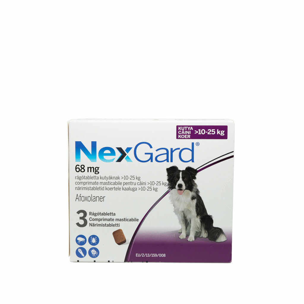 Comprimat masticabil antiparazitare Nexgard L pentru câini de 10 - 25kg