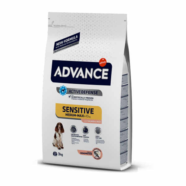 Hrana pentru caini cu sensibilitate digestiva - Advance Sensitive medium/maxi 12 Kg