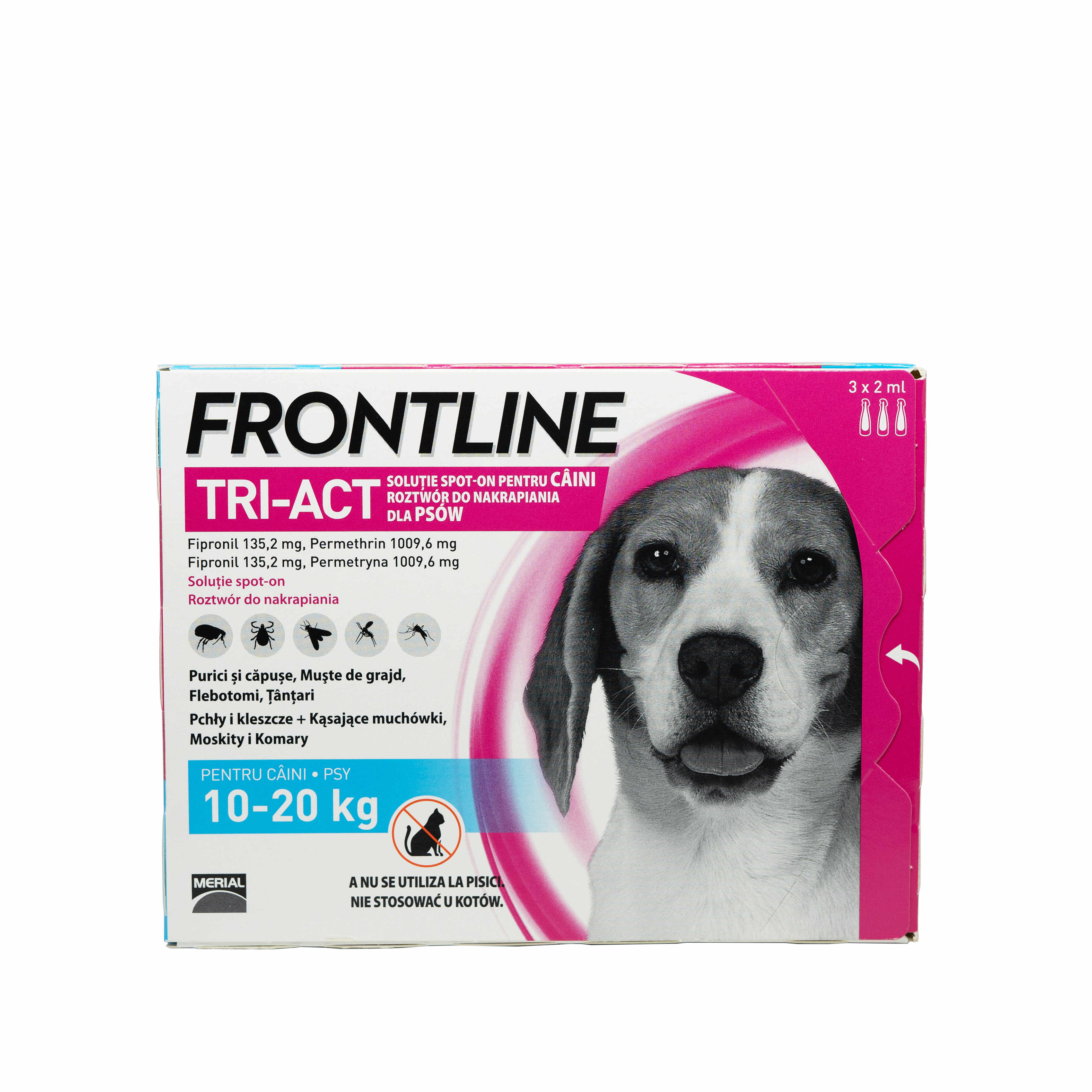 Pipetă antiparazitară Frontline Tri-Act pentru caini de talie medie 10-20kg