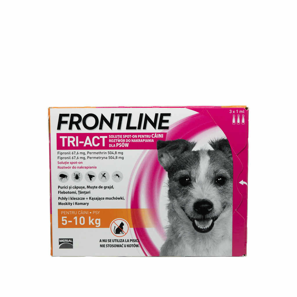 Pipetă antiparazitară Frontline Tri-Act pentru caini de talie mica 5-10kg