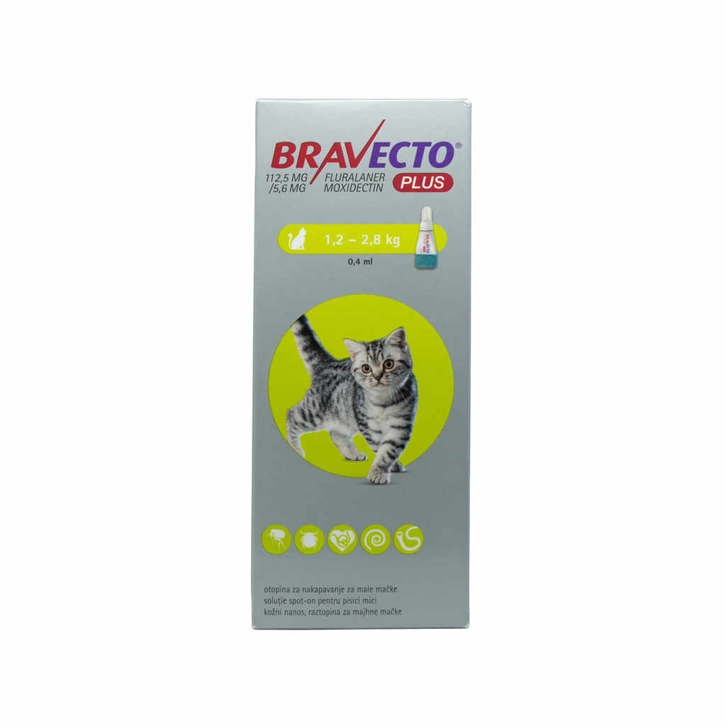 Solutie de antiparazitare pentru pisici intre 1.2 si 2.8kg Bravecto Plus Spot On Cat