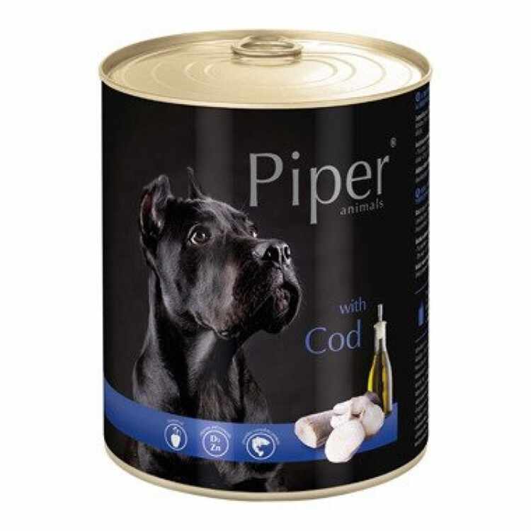 Hrană umedă câini adulți, Piper, cu Carne de Cod 400g