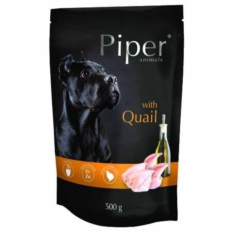Hrană umedă câini adulți, Piper, cu Carne de Prepelița plic 500g