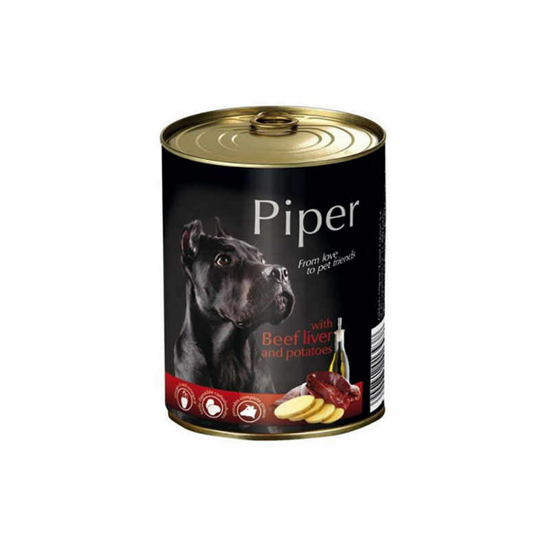 Hrană umedă câini adulți, Piper, cu Ficat de Vita si Cartofi 800g