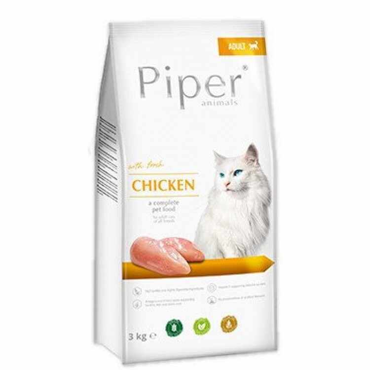 Hrană uscata pentru pisici, Piper Adult Cat cu Carne de Pui 3kg
