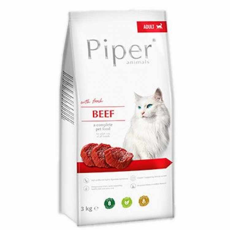 Hrană uscata pentru pisici, Piper Adult Cat cu Carne de Vita 3kg